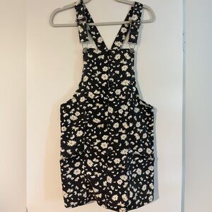 Floral Black and White pinafore overall dress